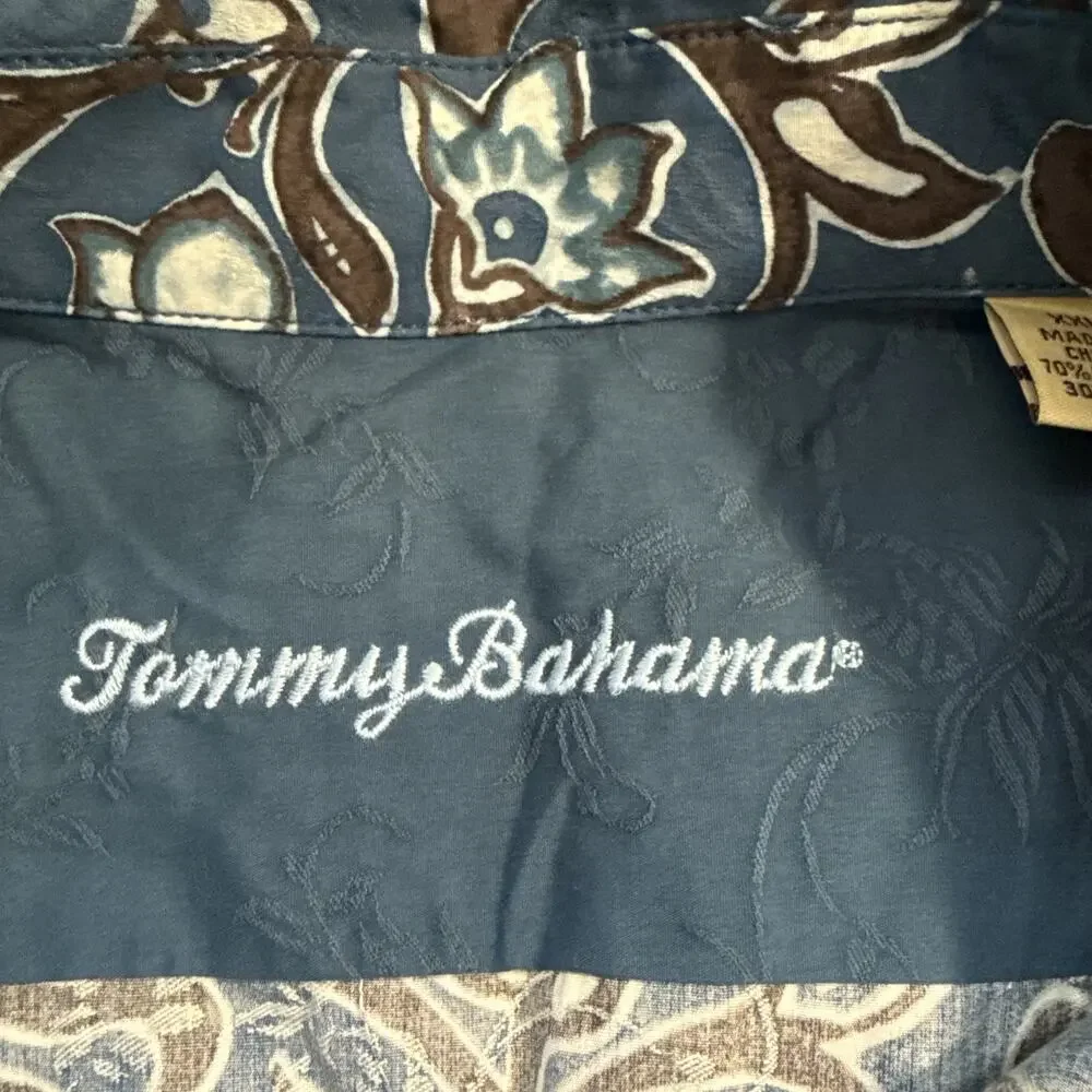 Tommy‎ Bahama Blue Floral Long Sleeve Button Shirt Men's XXL